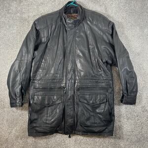 Vintage 90s Y2K Colebrook Leather Field Barn Coat M Biker Moto Dad Streetwear